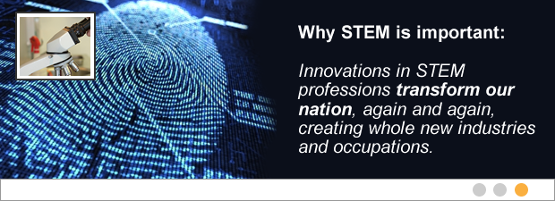 Why STEM is important:  Innovations in STEM  professions transform our  nation, again and again,  cr