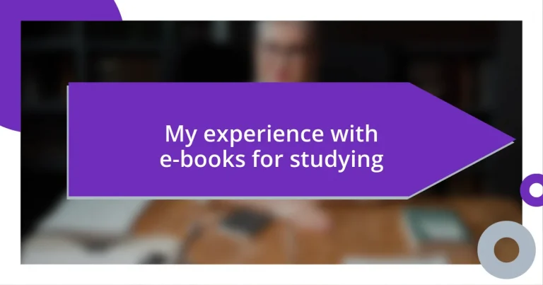 My experience with e-books for studying