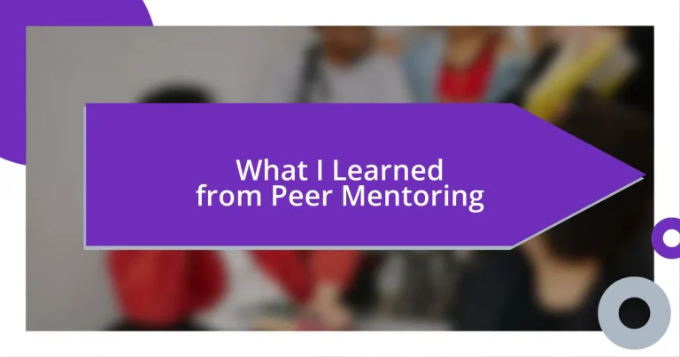 What I Learned from Peer Mentoring