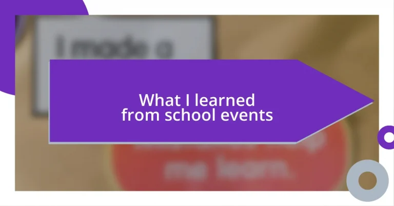 What I learned from school events