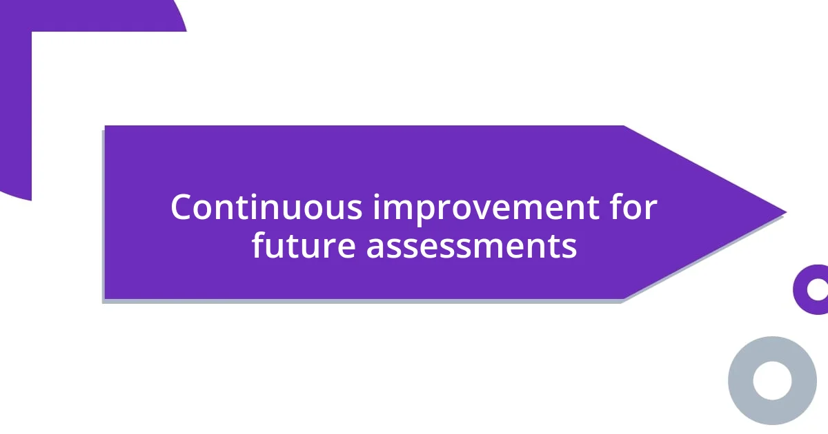 Continuous improvement for future assessments